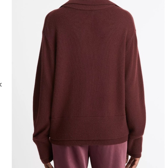 Double Layer Wool & Cashmere Sweater (Vince, Medium, burgundy) - Picture 4 of 13